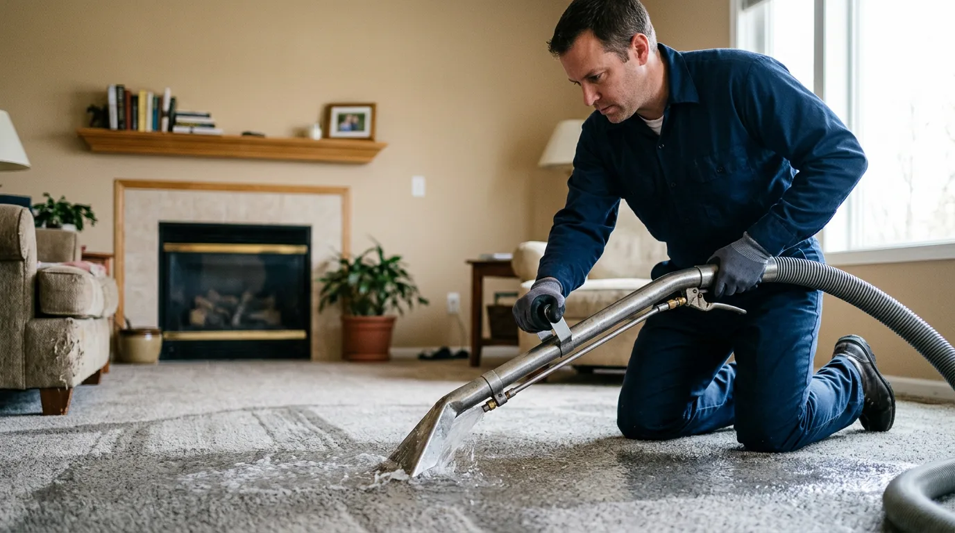 Water damage restoration technician working near Claude, TX